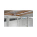 White-painted coop interior with customer-added ventilation openings near the roof framing