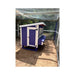 Large Chicken Coop repainted purple by the customer inside a covered run