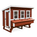 Clean product view of the red and white OverEZ XL Classic Chicken Coop.
