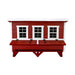 Front view of the red and white OverEZ XL Classic Chicken Coop.