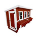 Red and white OverEZ XL Classic Chicken Coop shown from the left angle.