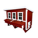 Red and white OverEZ XL Classic Chicken Coop shown from the right angle.