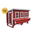 Side view of the red and white OverEZ XL Classic Chicken Coop.