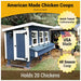 OverEZ XL Coastal Chicken Coop American-made features infographic.