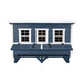 Front view of the blue and white OverEZ XL Coastal Chicken Coop.