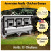 OverEZ XL Farmhouse Chicken Coop American-made features infographic.