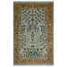 Full rectangular rug cutout with a pale blue-gray field and rust border