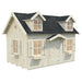 Palmako 9x6 marie wood playhouse kit with a black roof on a white background