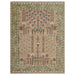 Pink, Olive and Beige hand-knotted wool rug, 6x8