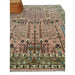 Pink, Olive and Beige hand-knotted wool rug, styled detail view