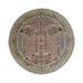 Pink, Olive and Beige hand-knotted wool rug, 8x8 Round