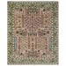 Pink, Olive and Beige hand-knotted wool rug, full front view