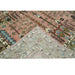 Pink, Olive and Beige hand-knotted wool rug, reverse and fringe detail