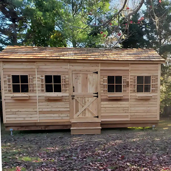 Cedarshed 6x9 Rancher Large Shed Kit used for lawn mower storage