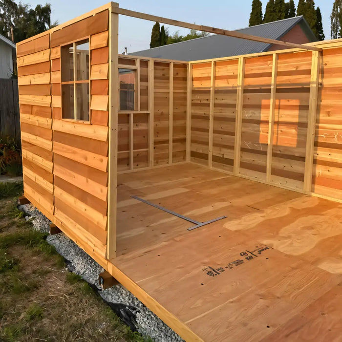 Cedarshed 8x12 Rancher Large Shed Kit panelized wall sections