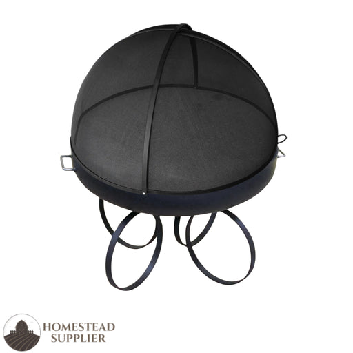 Master Flame Round Fire Pit Bowl with Ring Base and Grate with Carbon Steel Pivot Screen