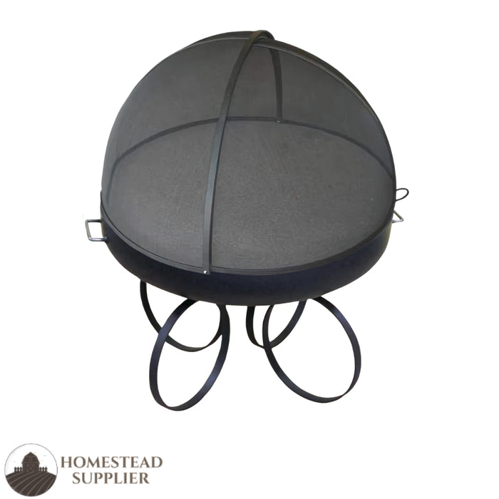 Master Flame Round Fire Pit Bowl with Ring Base and Grate with Hybrid Steel Pivot Screen