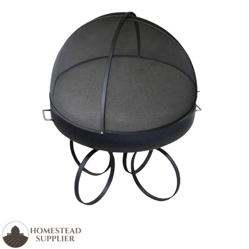 Master Flame Round Fire Pit Bowl with Ring Base and Grate with Stainless Steel Pivot Screen