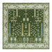 Full 8x8 square Royal Green and Ivory rug