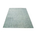 Perspective view of the blue and ivory chevron area rug