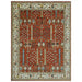 Tree of Life Rust and Ivory rug shown in full, with fringe at both ends.