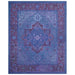 Full view of the Sky purple overdyed wool rug on white
