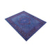 Full angled view of the Sky purple overdyed wool rug