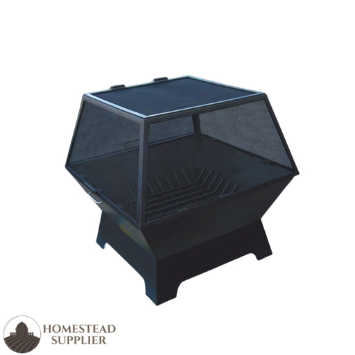 Master Flame Square Fire Pit with Grate Carbon Steel and  Hinged Screen