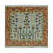 Full square rug cutout showing the complete rust border and fringe