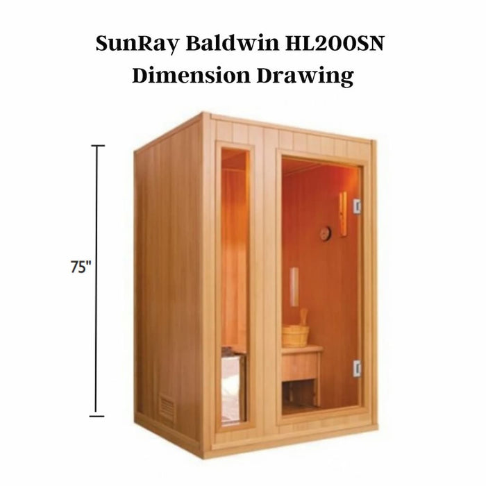 Sunray - HlL200SN 2-Person Baldwin Indoor Traditional Sauna - Dimensions