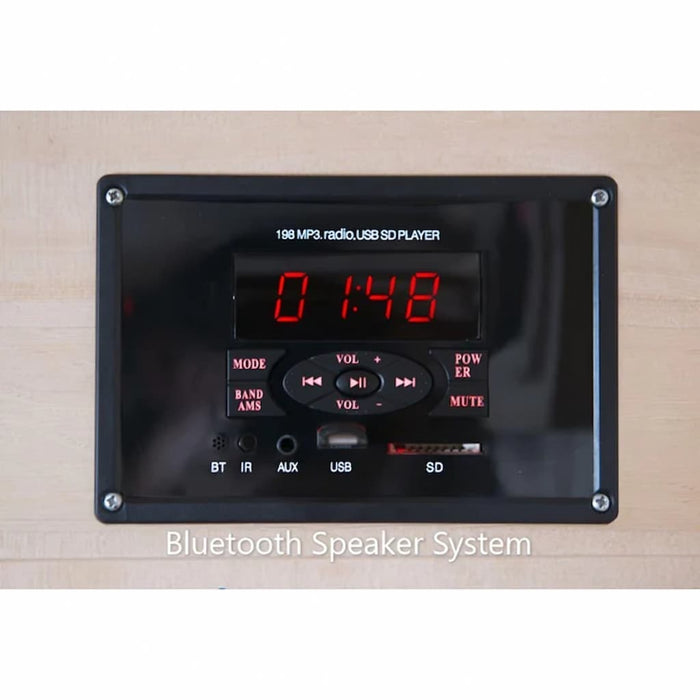 Sunray - Bristol Bay 4-Person Indoor Infrared Corner Sauna - HL400KC - Bluetooth Speaker System