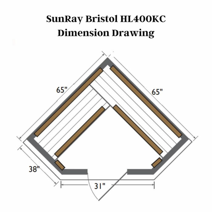 Sunray - Bristol Bay 4-Person Indoor Infrared Corner Sauna - HL400KC - Dimension