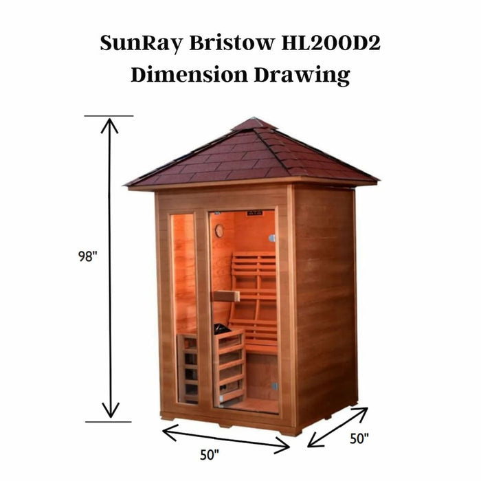 Sunray - Bristow 2-Person Outdoor Traditional Sauna - Dimensions