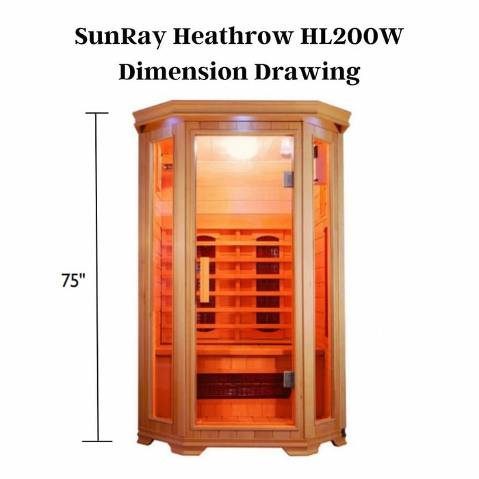 Sunray - Heathrow Indoor Infrared Sauna - HL200W - Dimension Drawing
