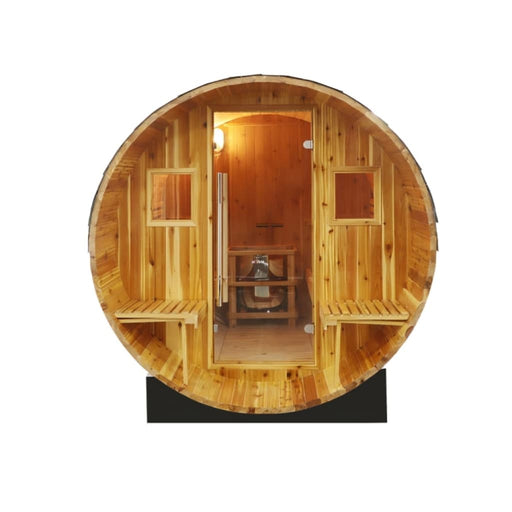 SunRay Oasis 2-4 Traditional Canopy Barrel Sauna - Front