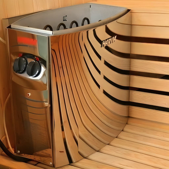 Sunray - Rockledge 2-Person Indoor Traditional Sauna - Harvia Heater Side