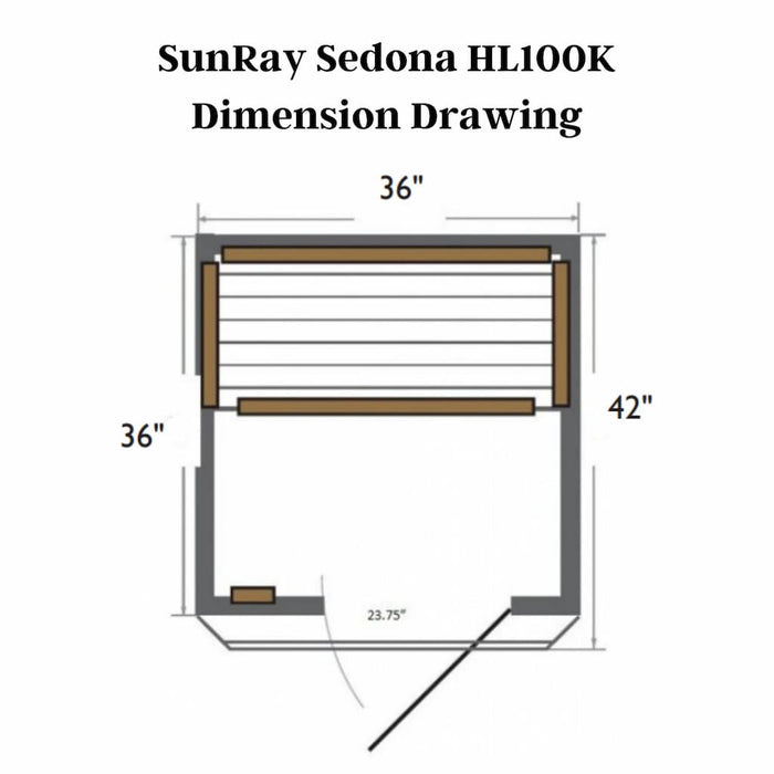 Sunray - HL100K Sedona 1-Person Indoor Infrared Sauna - Dimension