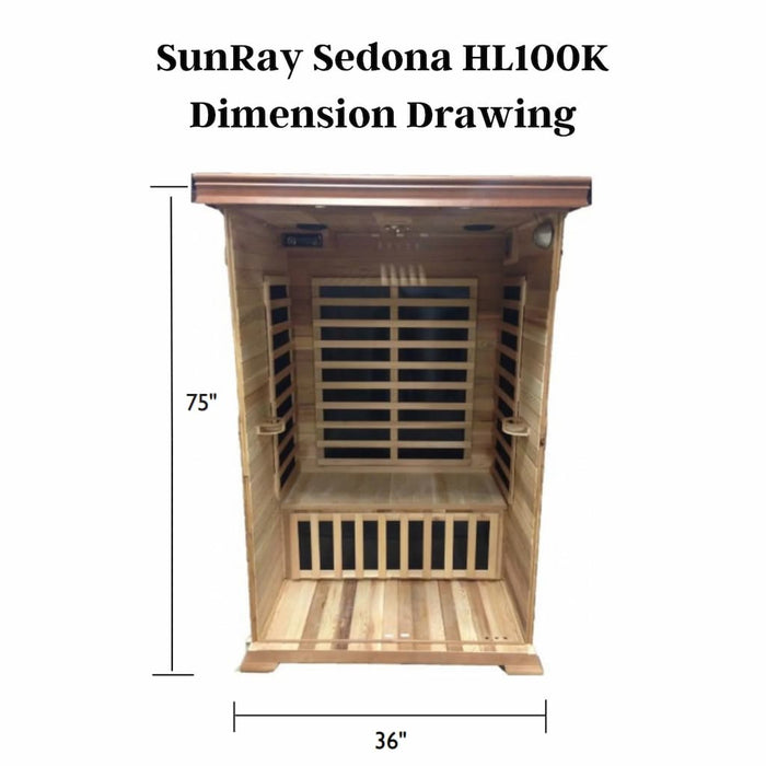 Sunray - HL100K Sedona 1-Person Indoor Infrared Sauna - Dimension Drawing
