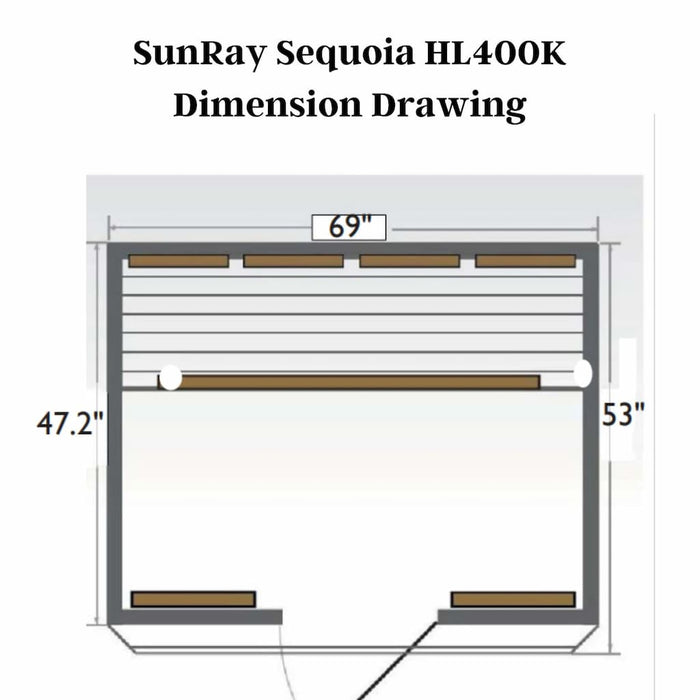 Sunray - Sequoia 4-Person Indoor Infrared Sauna - HL400K - Dimensions