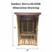 Sunray - Sierra HL200K Sierra 2-Person Indoor Infrared Sauna - Dimension Drawing