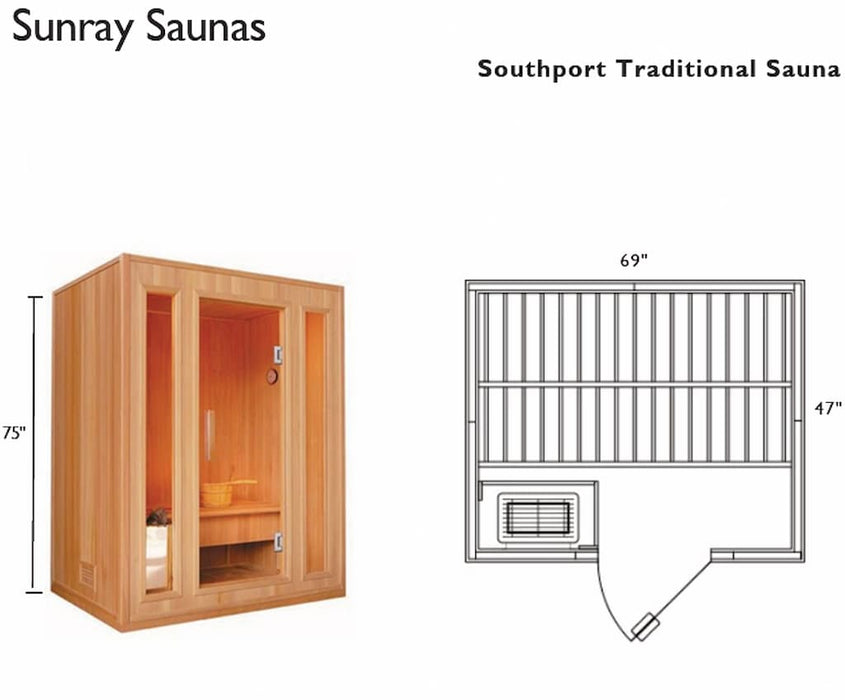 Sunray HL300SN Southport 3-Person Indoor Traditional Sauna