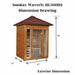 Sunray - Waverly 3 Person Outdoor Traditional Sauna - Dimensions