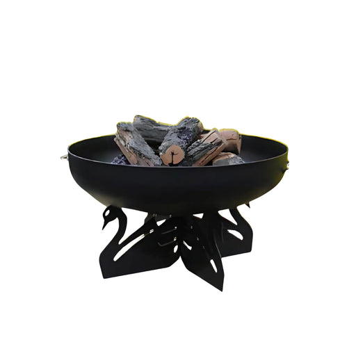 Master Flame Round Fire Pit Bowl with Black Swan Base and Grate - Sample