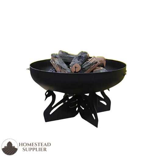 Master Flame Round Fire Pit Bowl with Black Swan Base and Grate