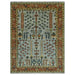 Full Rust and Blue rectangular rug cutout with a taller proportion