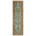 Narrow Rust and Blue runner rug cutout linked to the 3x10 size