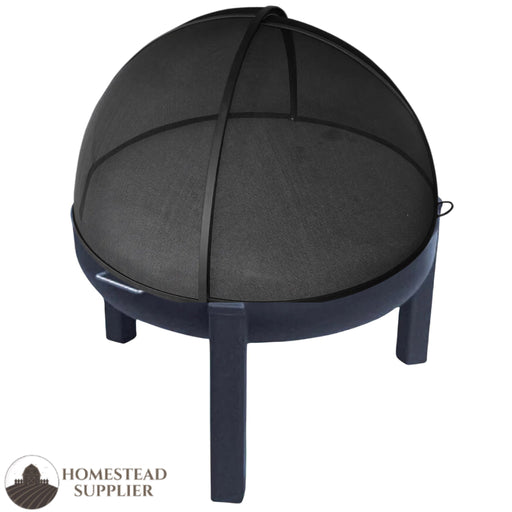 Master Flame Round Fire Pit Bowl with Tripod Base and Grate with Carbon Steel Pivot Screen