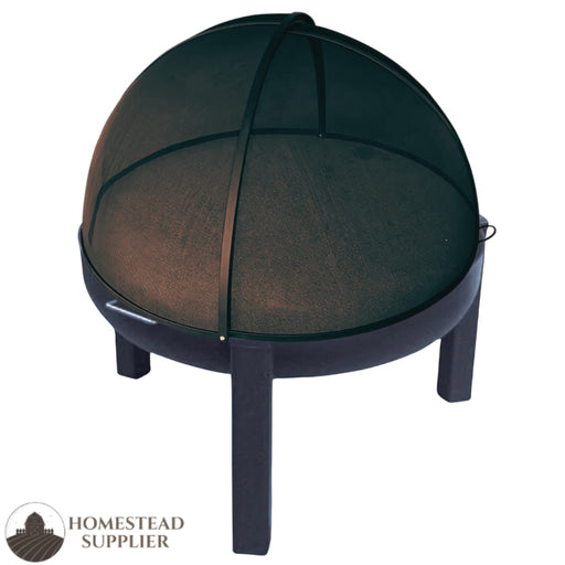 Master Flame Round Fire Pit Bowl with Tripod Base and Grate with Stainless Steel Pivot Screen