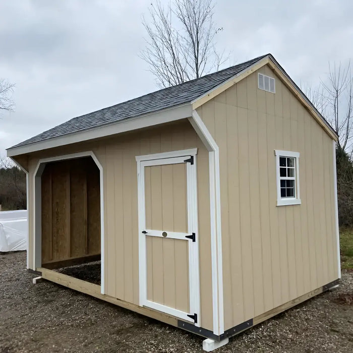 Little Cottage Company 10x16 Value Animal Run-In Shelter with Tack Room - Brown