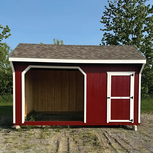 Little Cottage Company 10x16 Value Animal Run-In Shelter with Tack Room - Front